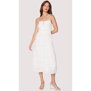 Lost + Wander Calla Lily White Tiered Midi Dress Sz Medium NWT Feminine Romantic
